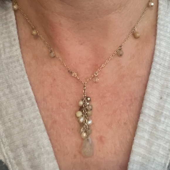 Pearl and Stone Cluster Necklace - Picture 4 of 4